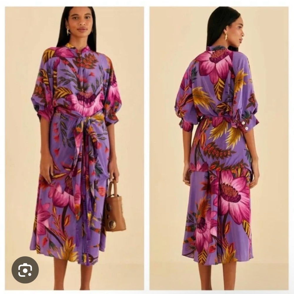 FARM RIO Purple Maxi Flower Dress Sz XS